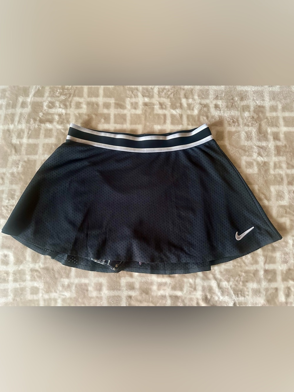 Nike Black Skort with White Stripe Waistband and Swoosh